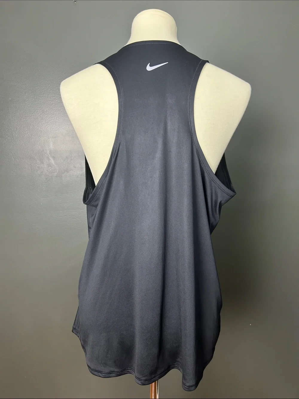 Nike DRI-FIT BLACK Racerback Running Tank Top with White Swoosh Logo Size XL